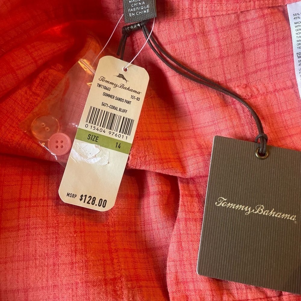 Tommy Bahama women’s linen & cotton Coral Pants size 14 - Picture 10 of 11